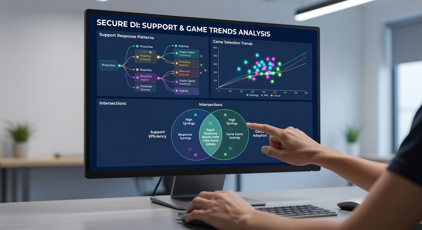 Analytics dashboard displaying game selection trends alongside support interaction metrics