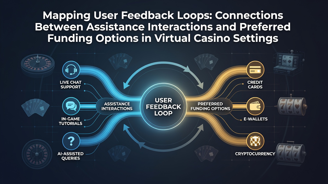 Diagram showing connections between customer support interactions and funding method selections in online casino platforms