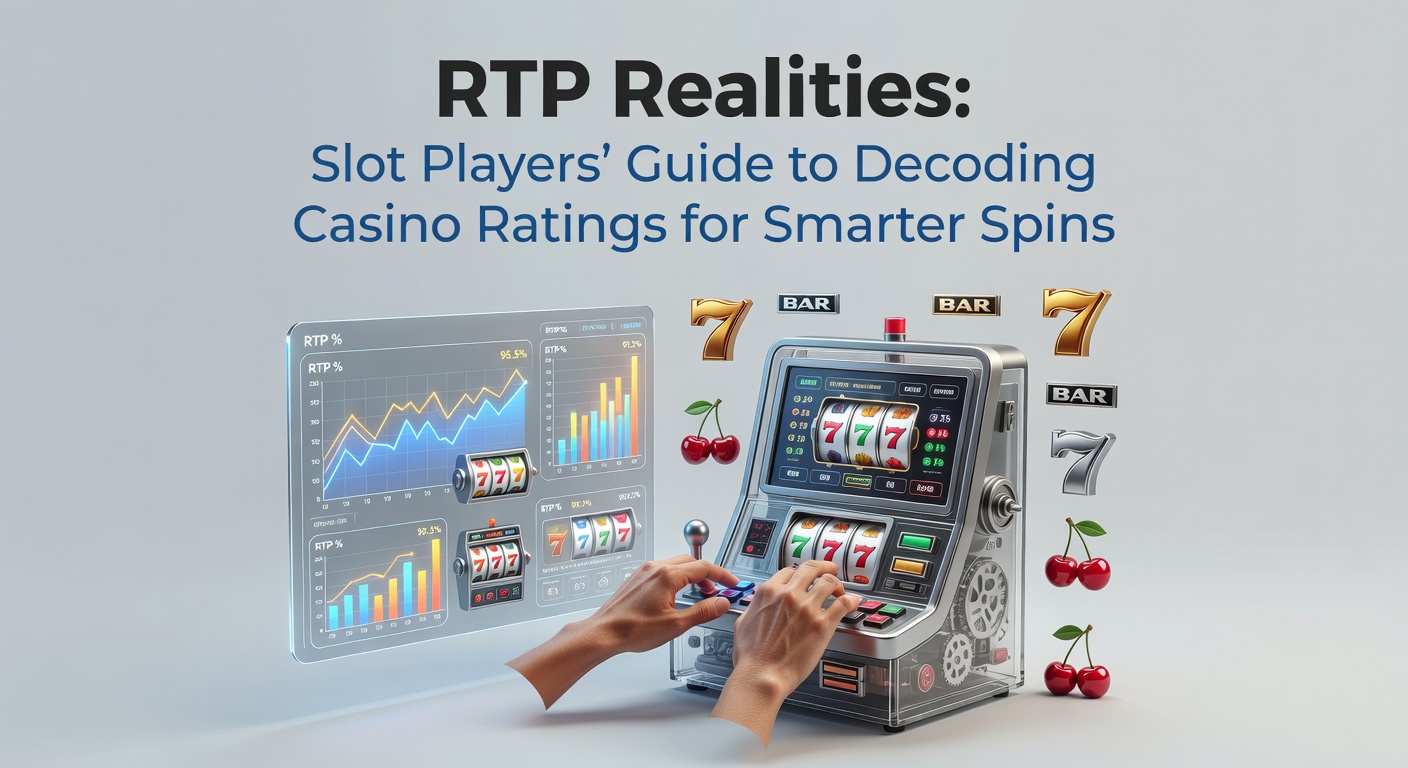 Vibrant slot reels spinning with RTP percentage overlay, highlighting casino rating elements like fairness icons and payout graphs