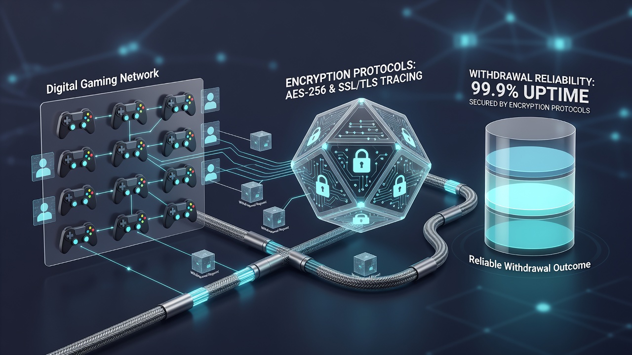 Secure transaction flow diagram illustrating encryption checkpoints during withdrawals