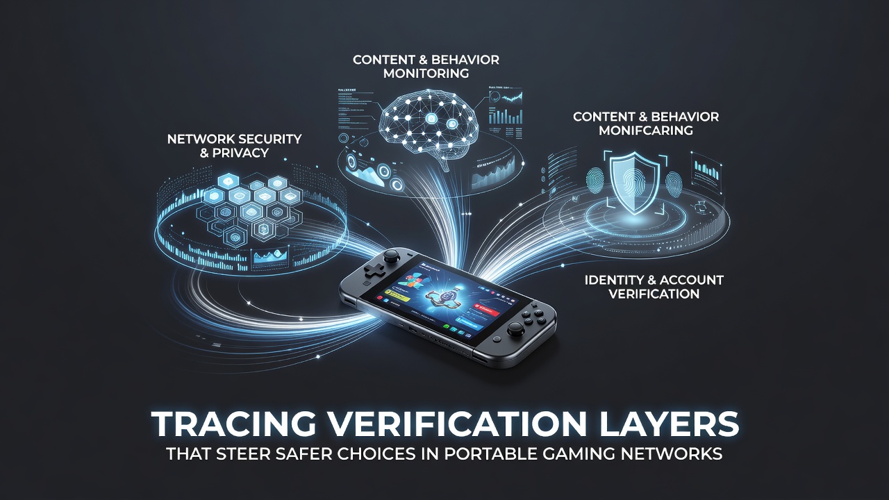 Diagram depicting behavioral analysis algorithms monitoring player activity in real-time within portable gaming environments