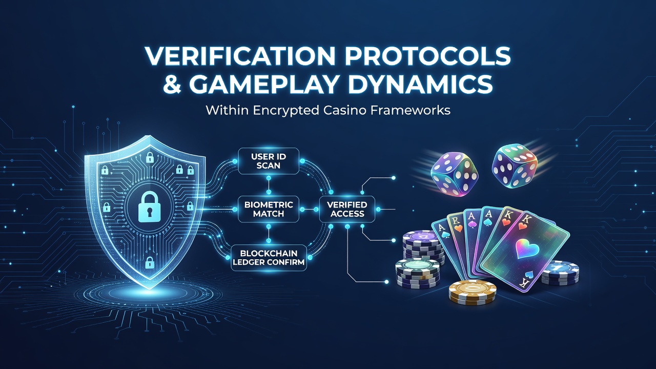 Secure verification protocols interface in an encrypted casino platform showing authentication layers and data encryption indicators