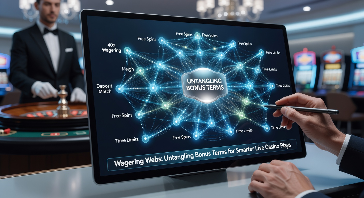 Close-up of a strategist examining a web of bonus strings, representing careful analysis of wagering conditions in live casino promotions